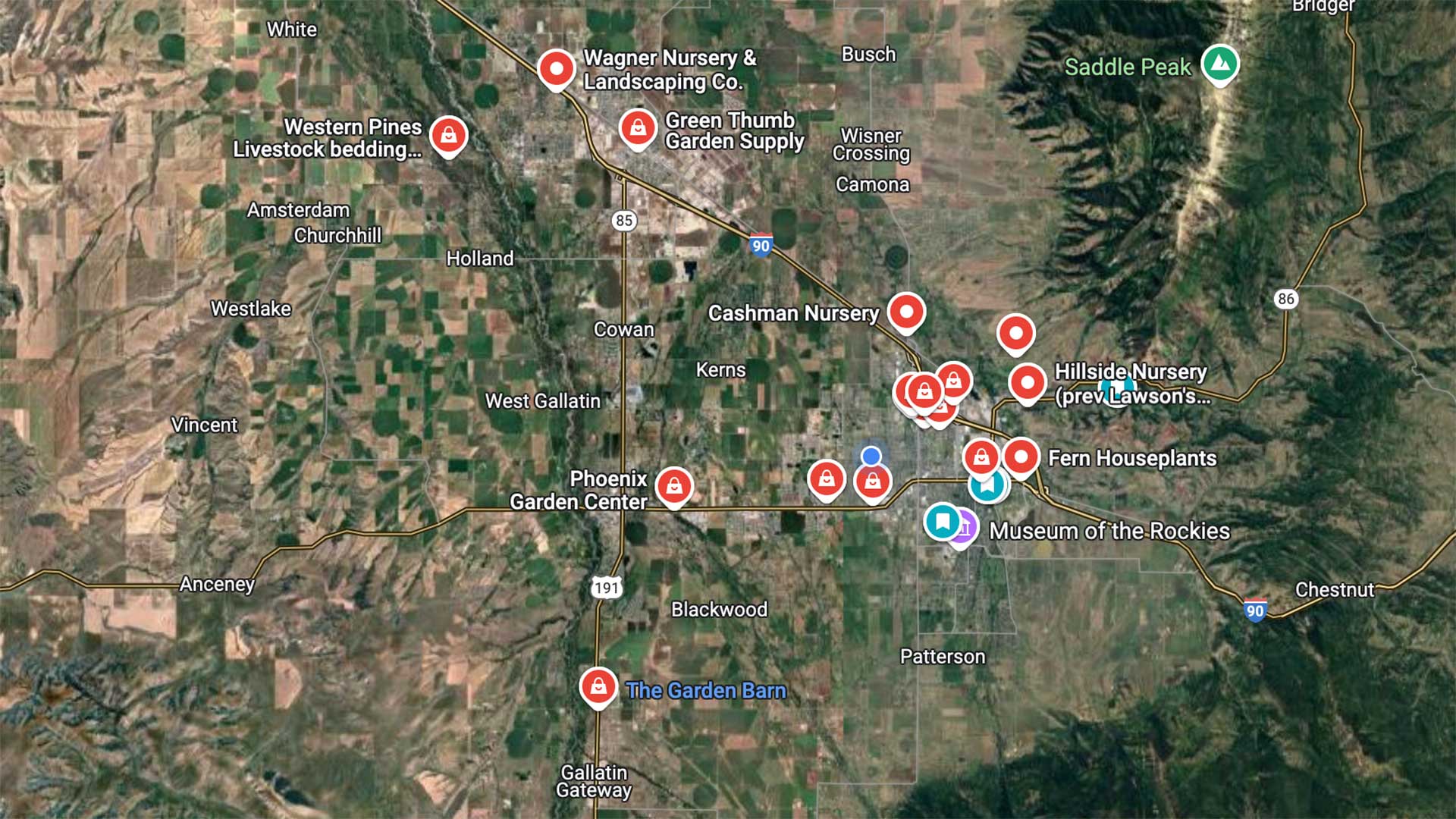 map of bozeman garden stores